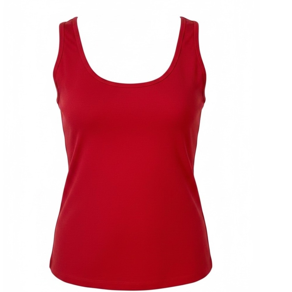 Sonoma Petite Stretch Tank Top PS Red Sleeveless Cotton Blend NWT Scoop Neck